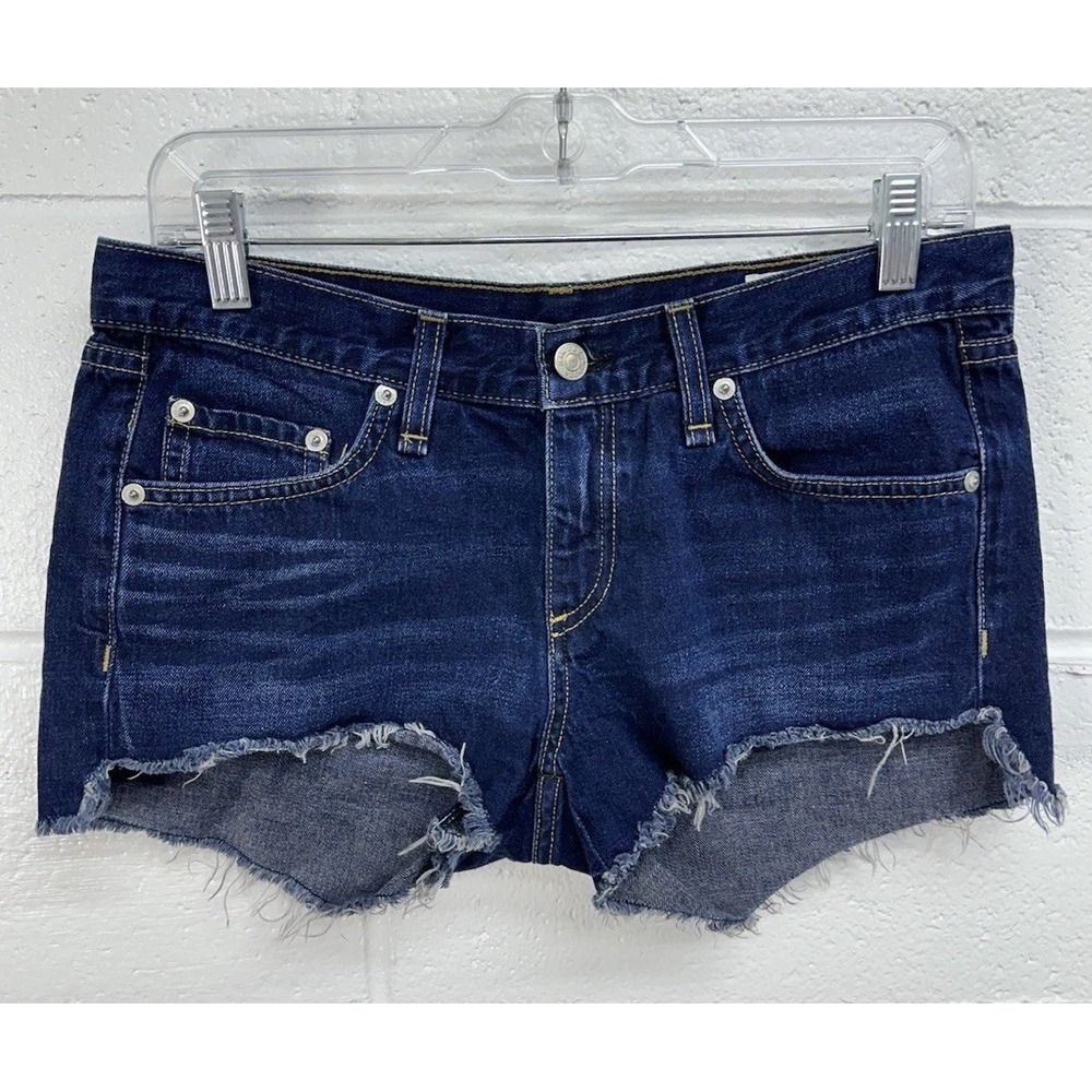 Rag & Bone Cut Off Denim Shorts Blue Raw Hem / Women's 26